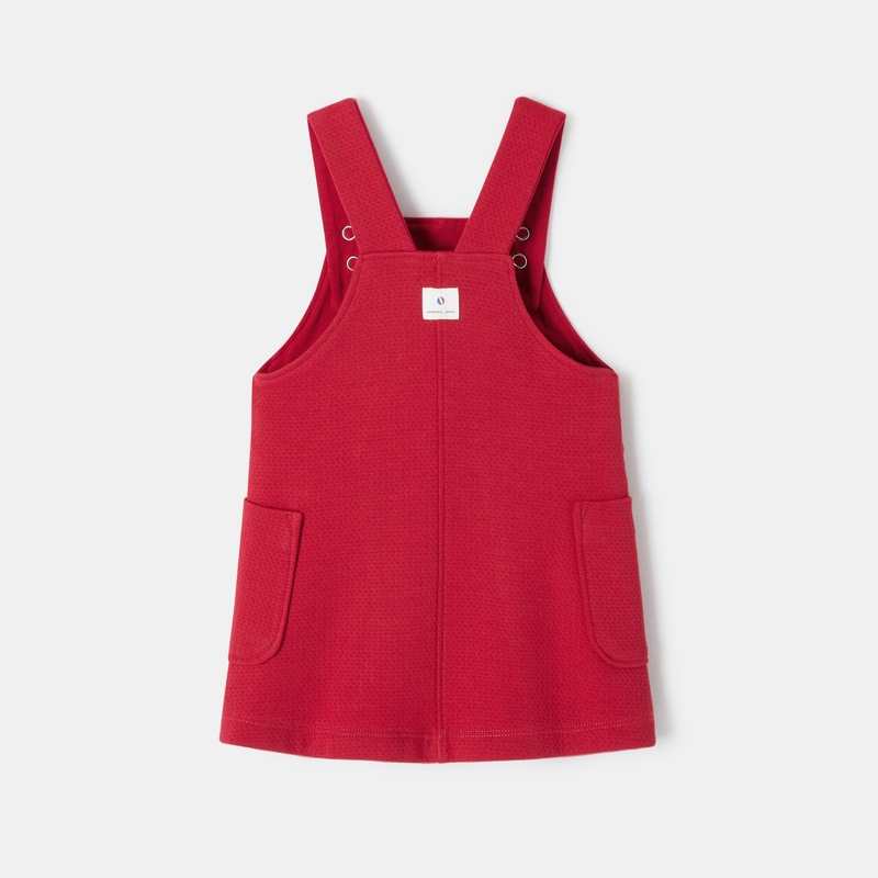 Robe unie en molleton à effet piqué rouge bébé fille Absorba