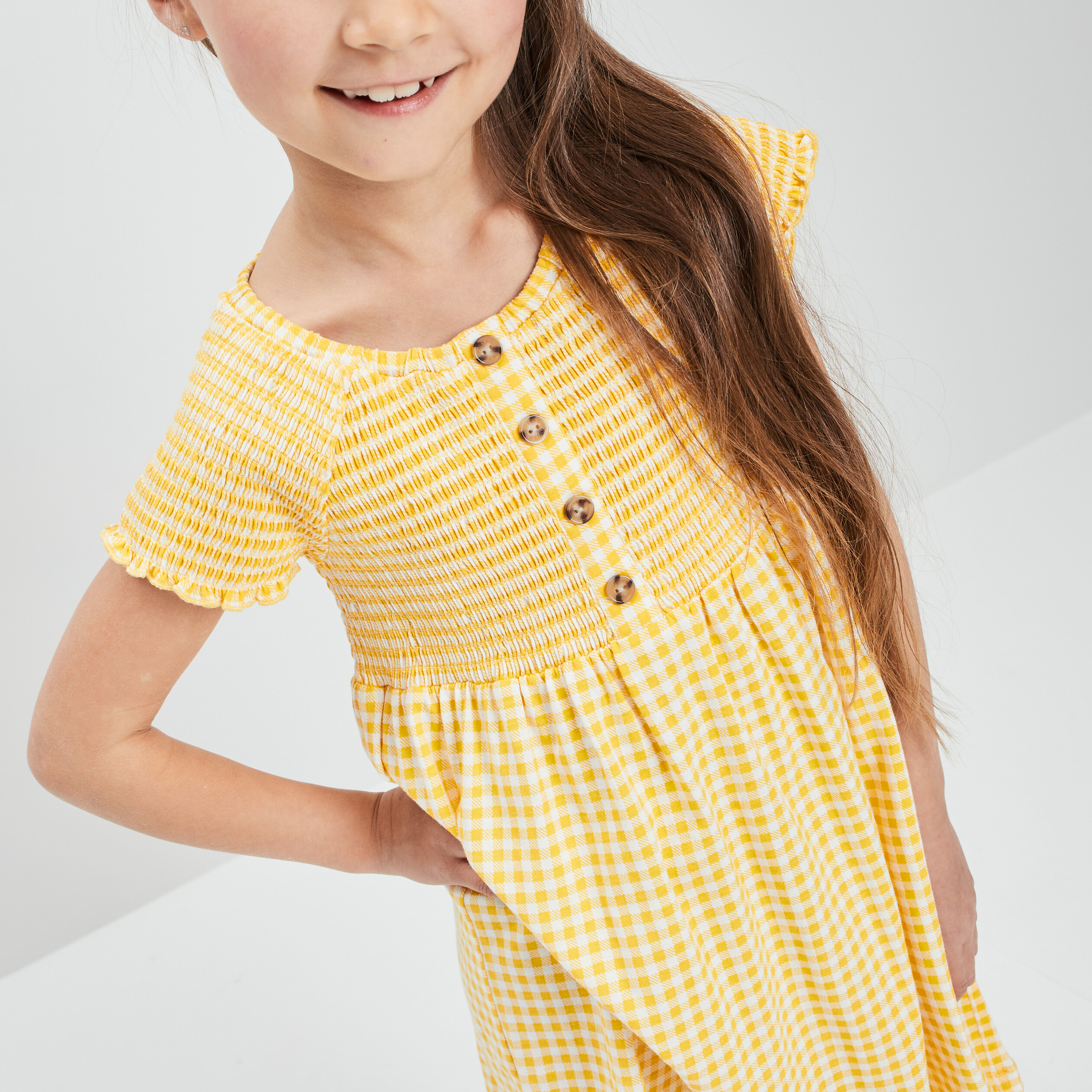 Robe évasée smockée Creeks ecru fille | La Halle