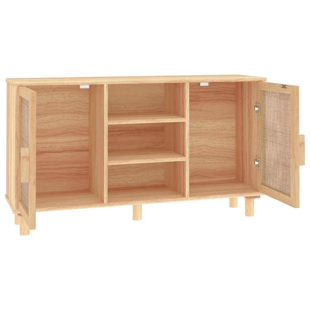 vidaXL Sideboard Sideboard Braun 105x30x60 cm Massivholz Kiefer und Natur-Rattan (1 St)