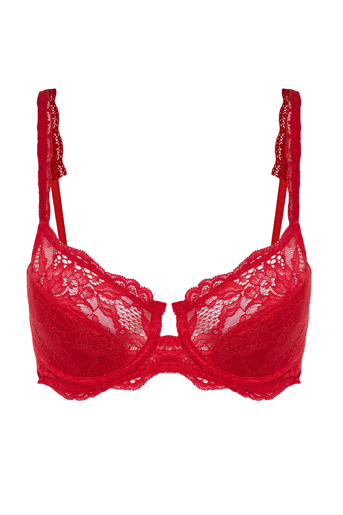 Trendyol Collection  Roter Balconette-Strick-BH mit U-Bügeln und U-Bügeln in Rot THMSS23SU00075