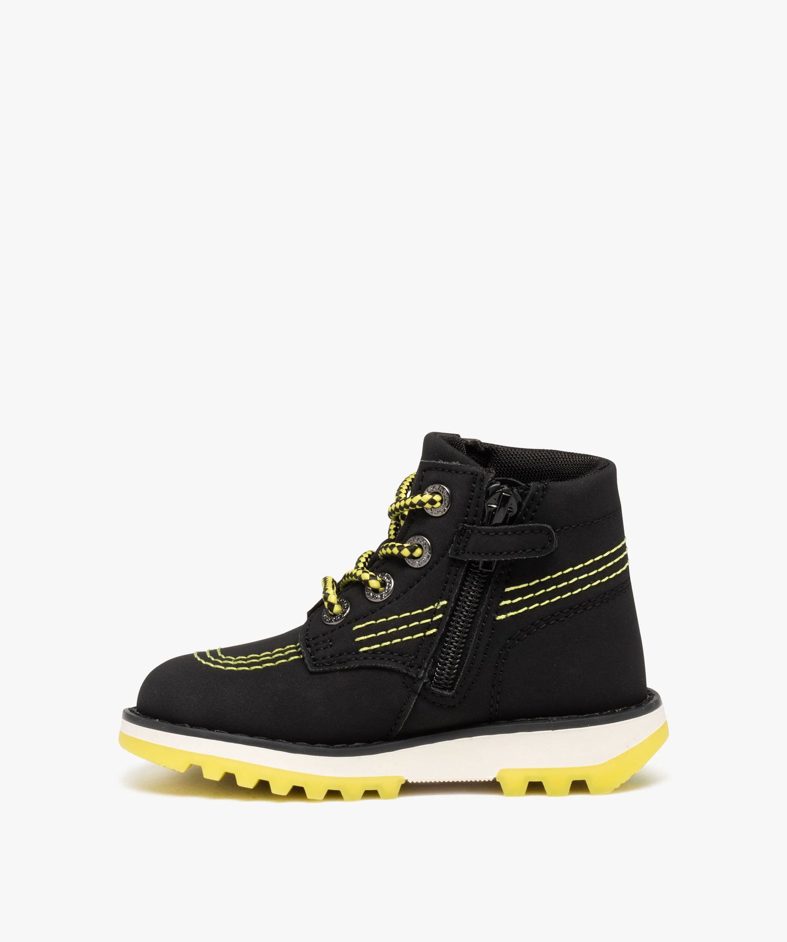 Boots Garçon bicolores à lacets et à zip - Kickers noir | GEMO