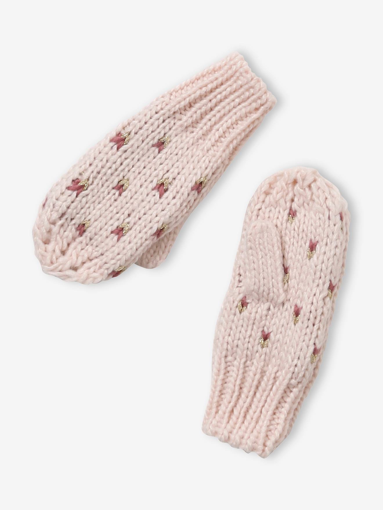 Vertbaudet Mädchen Set: Mütze, Loopschal & Handschuhe, Herzen BASIC - nachtblau bedruckt