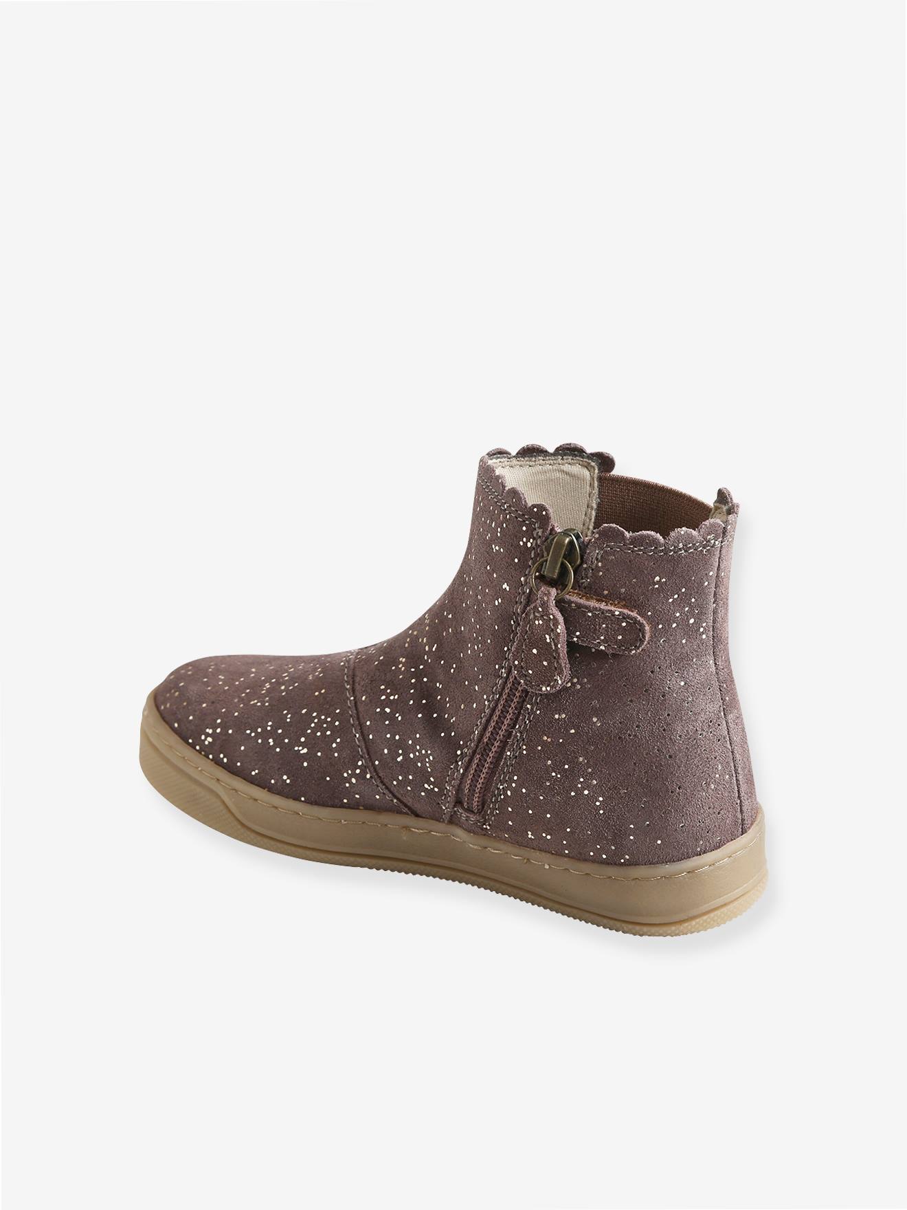 Boots élastiqués et zippés fille taupe