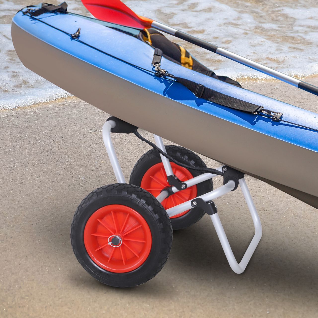 HOMCOM Kanuwagen Kajakwagen Surfwagen klappbar mit Gurt PU-Räder Alu bis 90 kg
