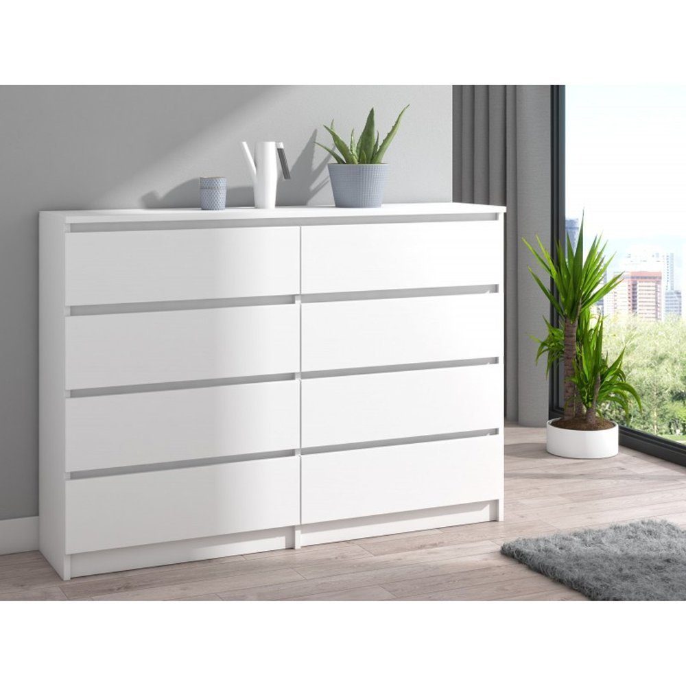 pressiode Kommode Kommode mit 8 Schubladen 140cm Klamotenschrank Sideboard Anrichte