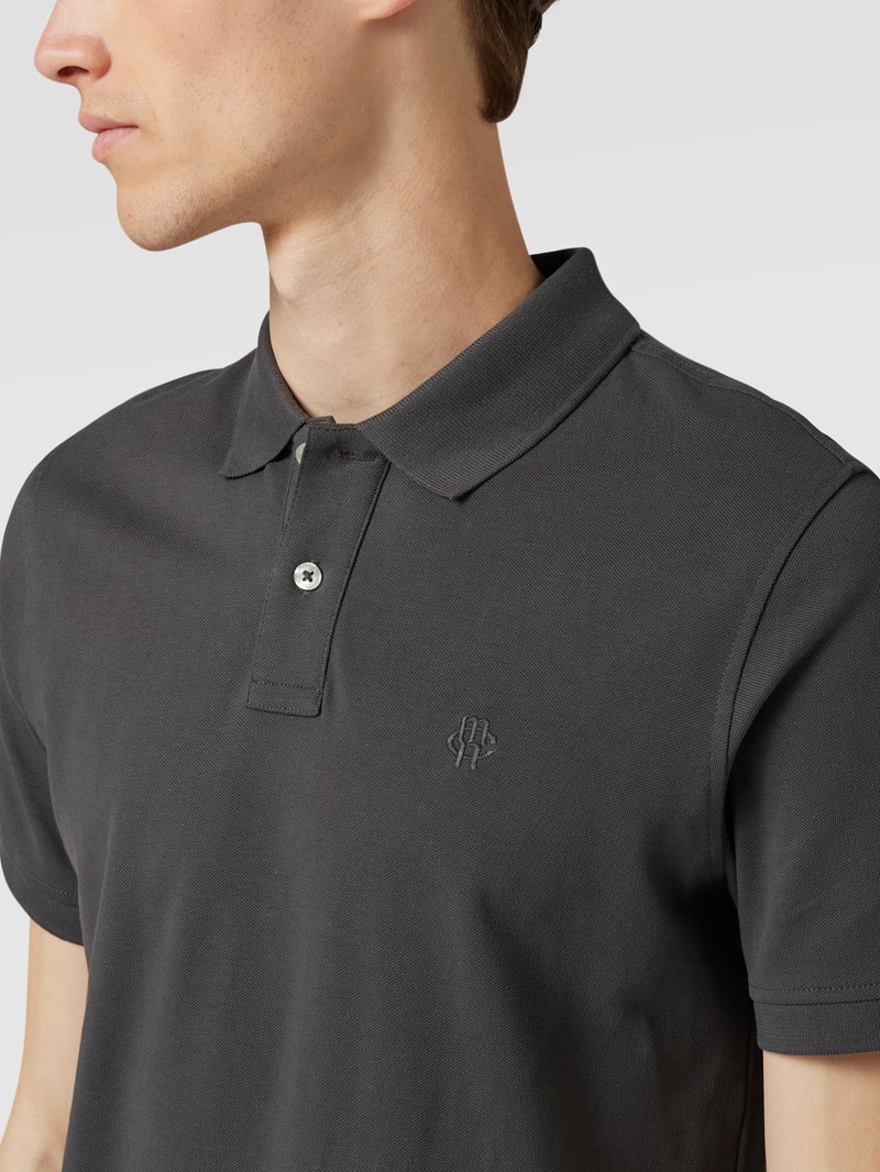 Poloshirt mit Brand-Stitching in dunkelgrau