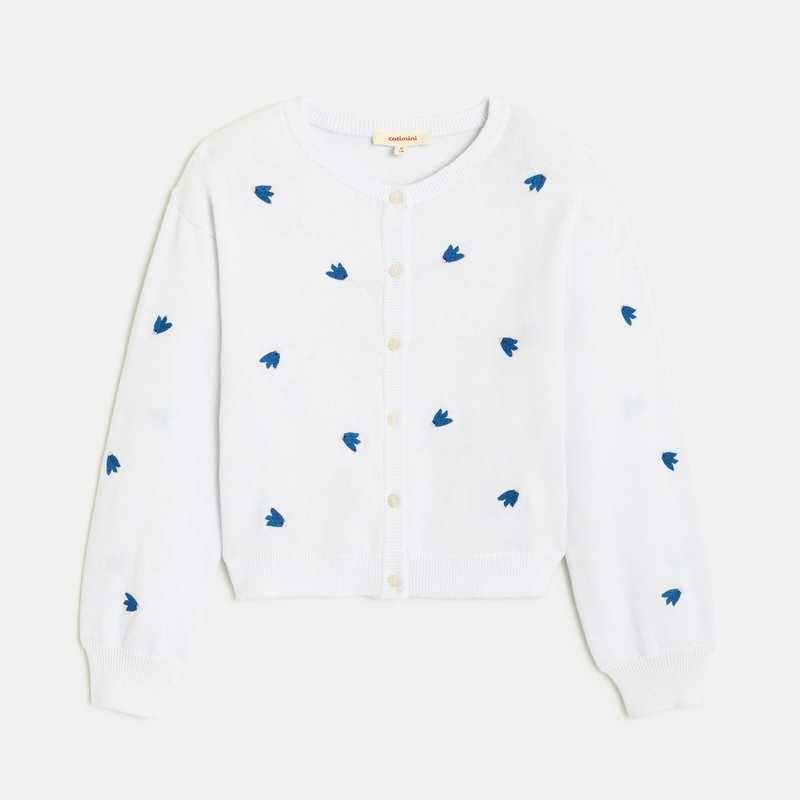 Cardigan fille blanc à motifs oiseaux en tricot Catimini