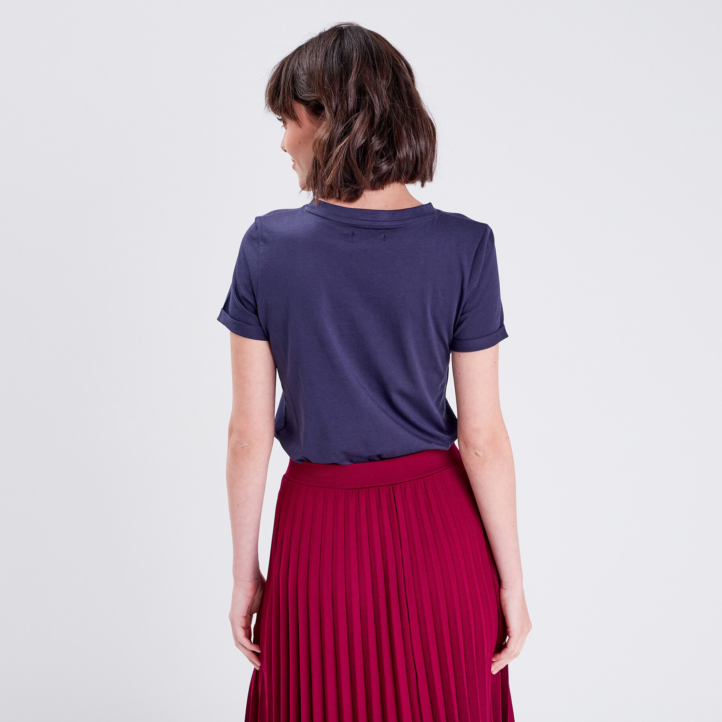 T-shirt manches courtes bleu marine femme | Cache Cache