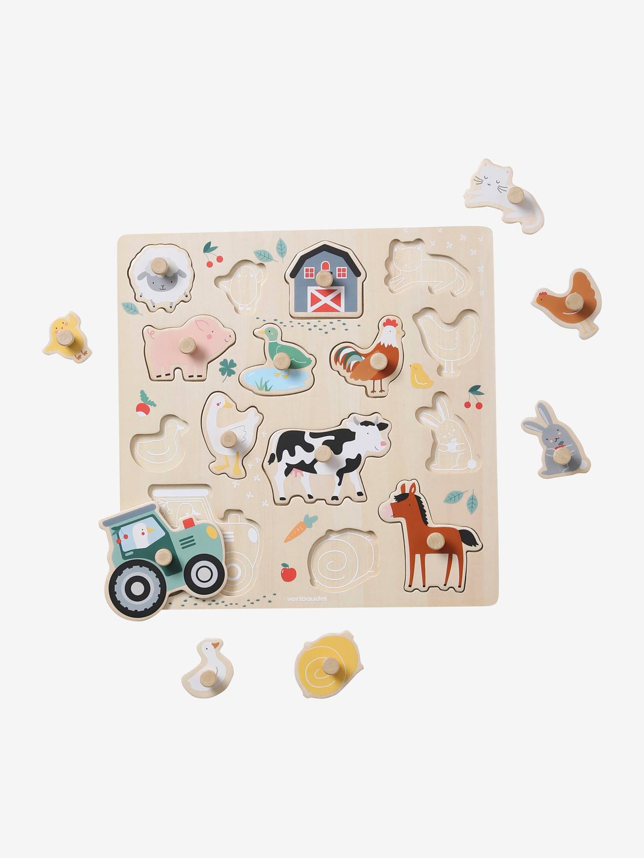 Puzzle boutons Lovely Farm en bois FSC® beige