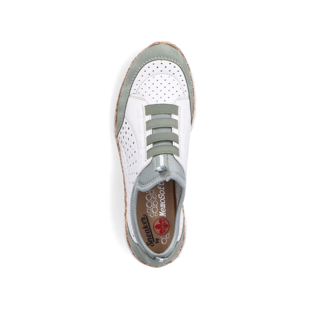 Rieker Damen Slipper sternenweiß-mintgrün