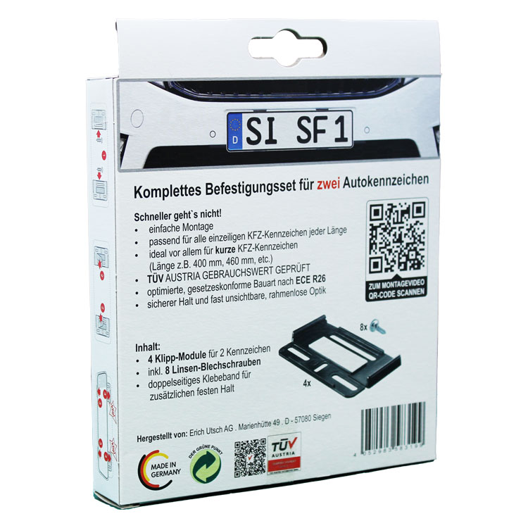 Kennzeichenhalter, 2 Paar, schwarz von SimpleFix - ATU