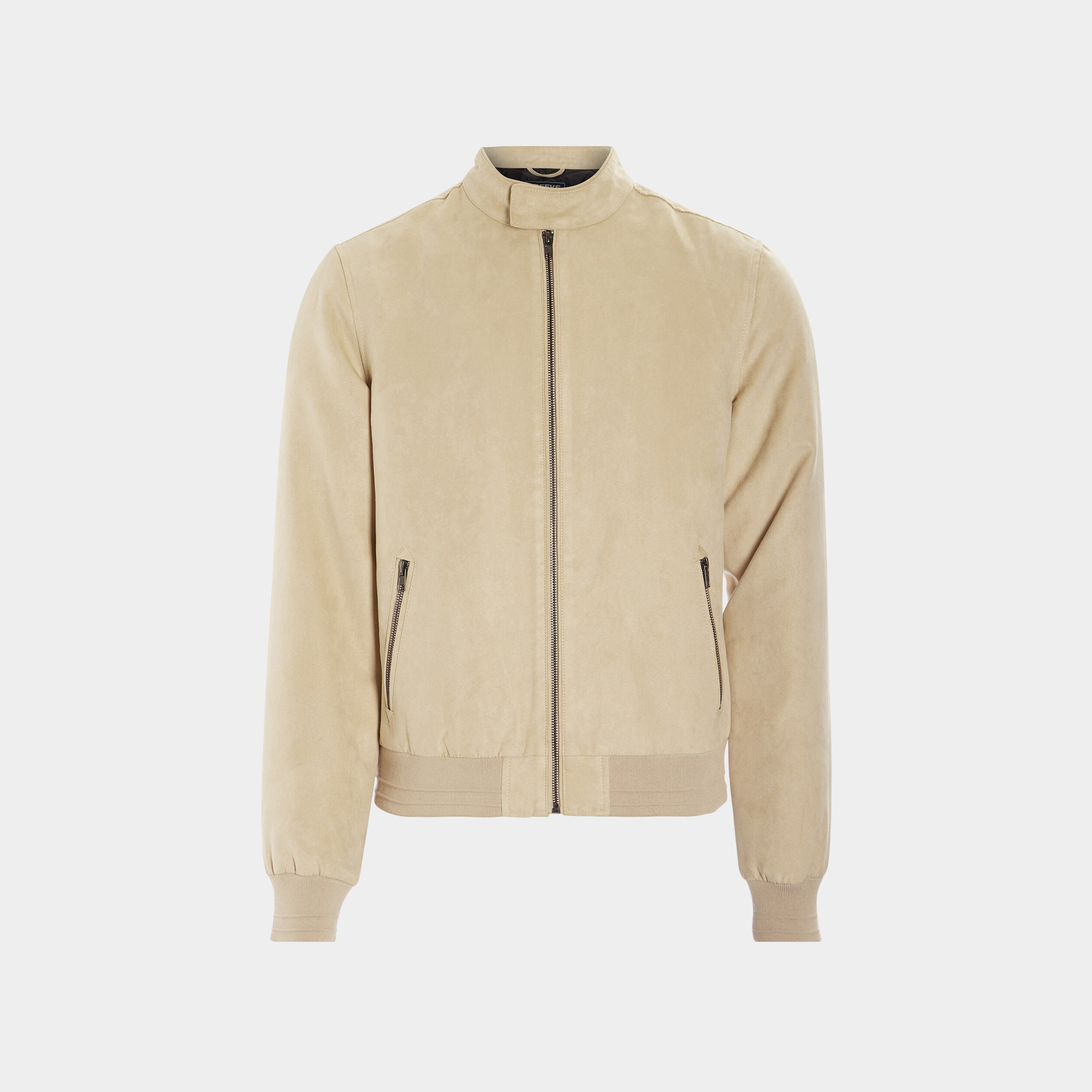 Blouson droit zippé aspect suédine beige homme | La Halle