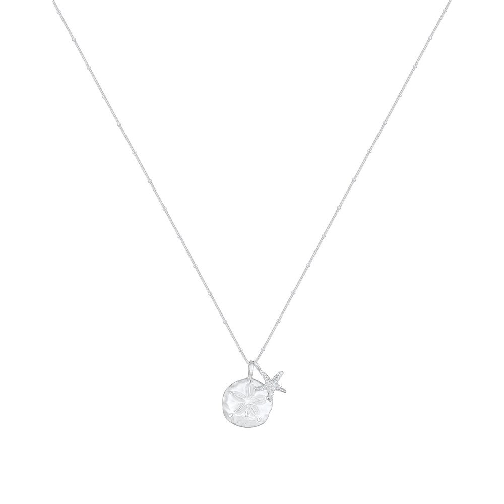 Elli Elli Collier Femme Pendentif l'Étoile de Mer et Fleurs Assiette en Argent Sterlin Bijoux