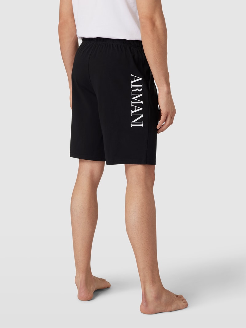 Pyjama-Hose mit Label-Print Modell 'SHINY' in schwarz