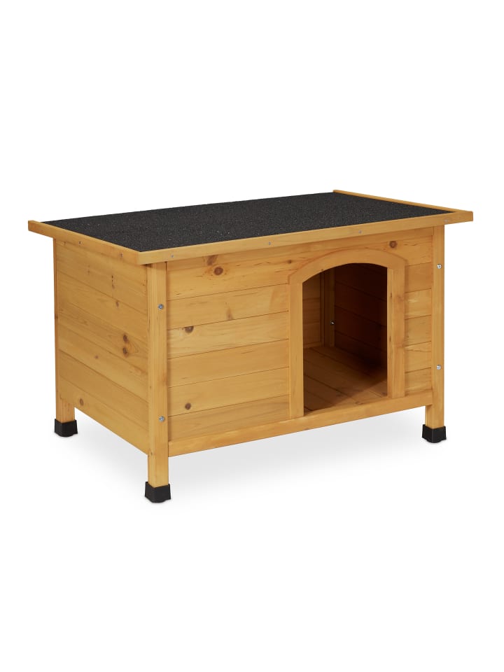 relaxdays Hundehütte in Natur/ Schwarz - (B)86 x (H)58 x (T)58 cm günstig kaufen onesize