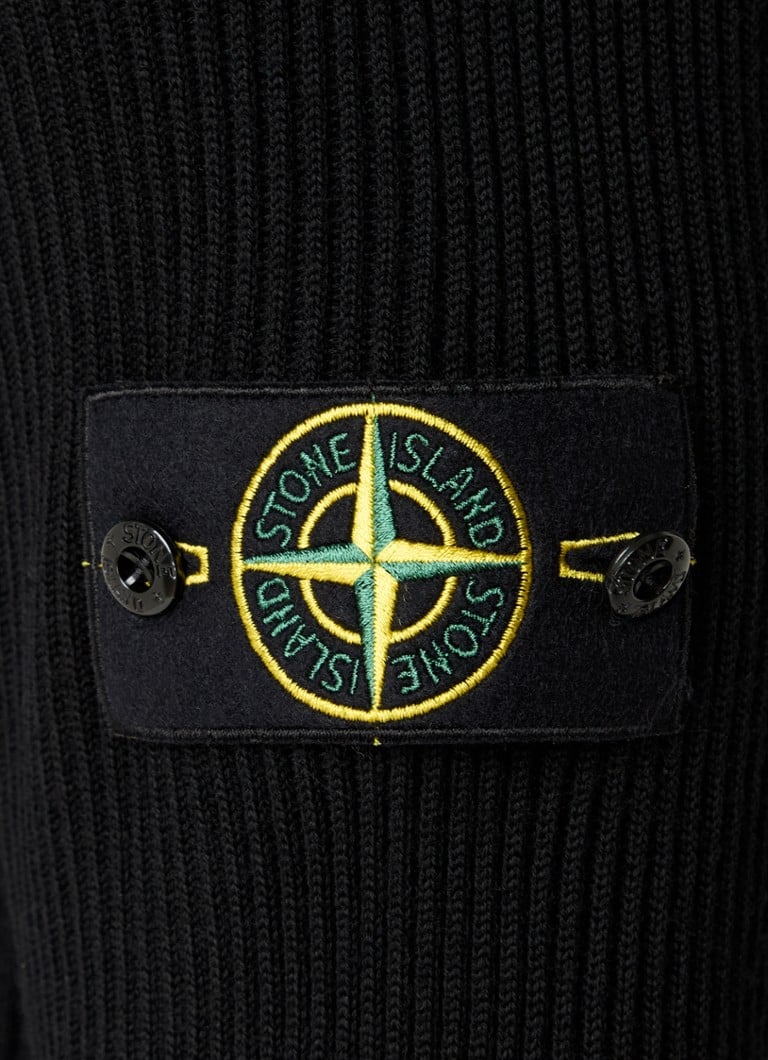 Πουλόβερ Stone Island 552C2 με ριμπ ύφανση από μαλλί-βαμβάκι και λογότυπο