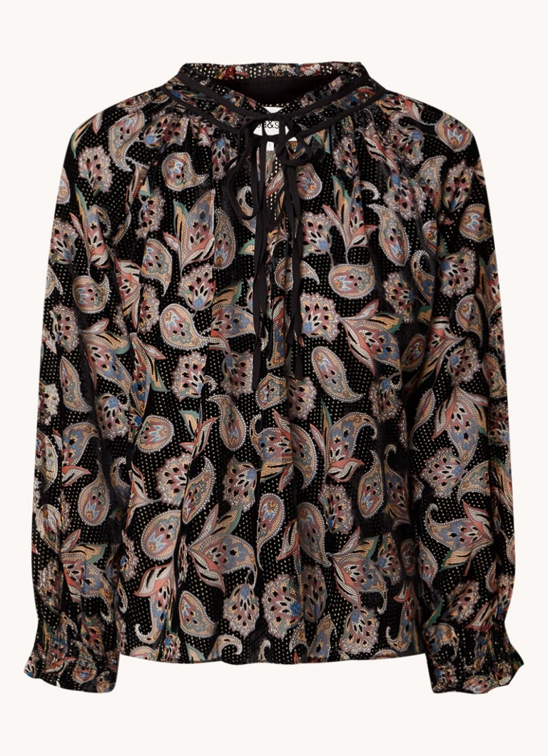 ba&sh Ruiz tunic with paisley pattern and bow collar