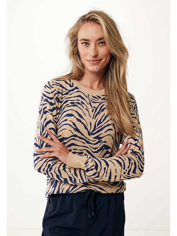 Mexx Pullover in Beige/ Blau günstig kaufen