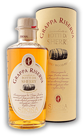 Sibona Grappa Riserva Botti da Sherry Sibona Grappa Riserva Botti da Sherry Grappa mit eleganter Sherry-Note. 0,5	 Liter - Vol 40%