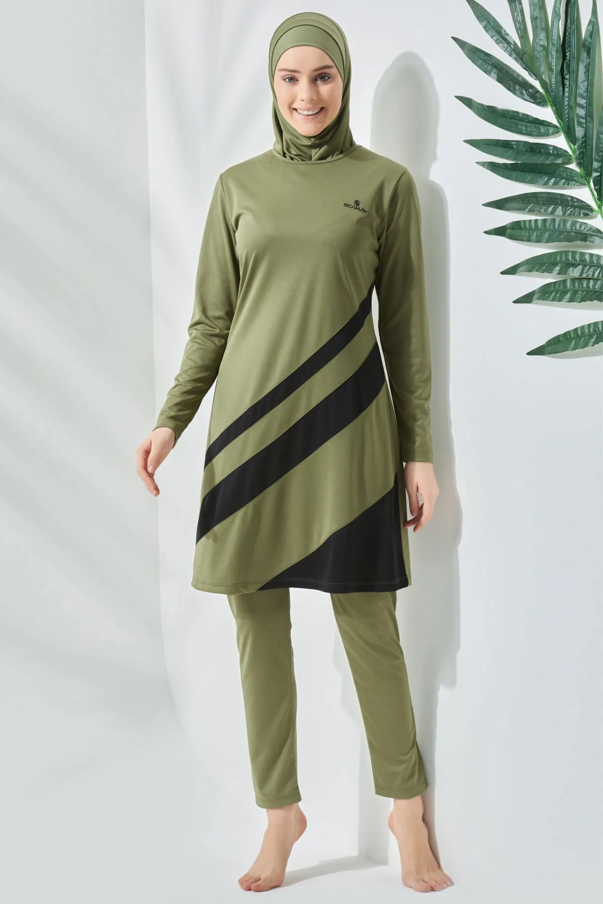 C&City  Vollständig bedeckter Hijab-Badeanzug C11020 Khaki