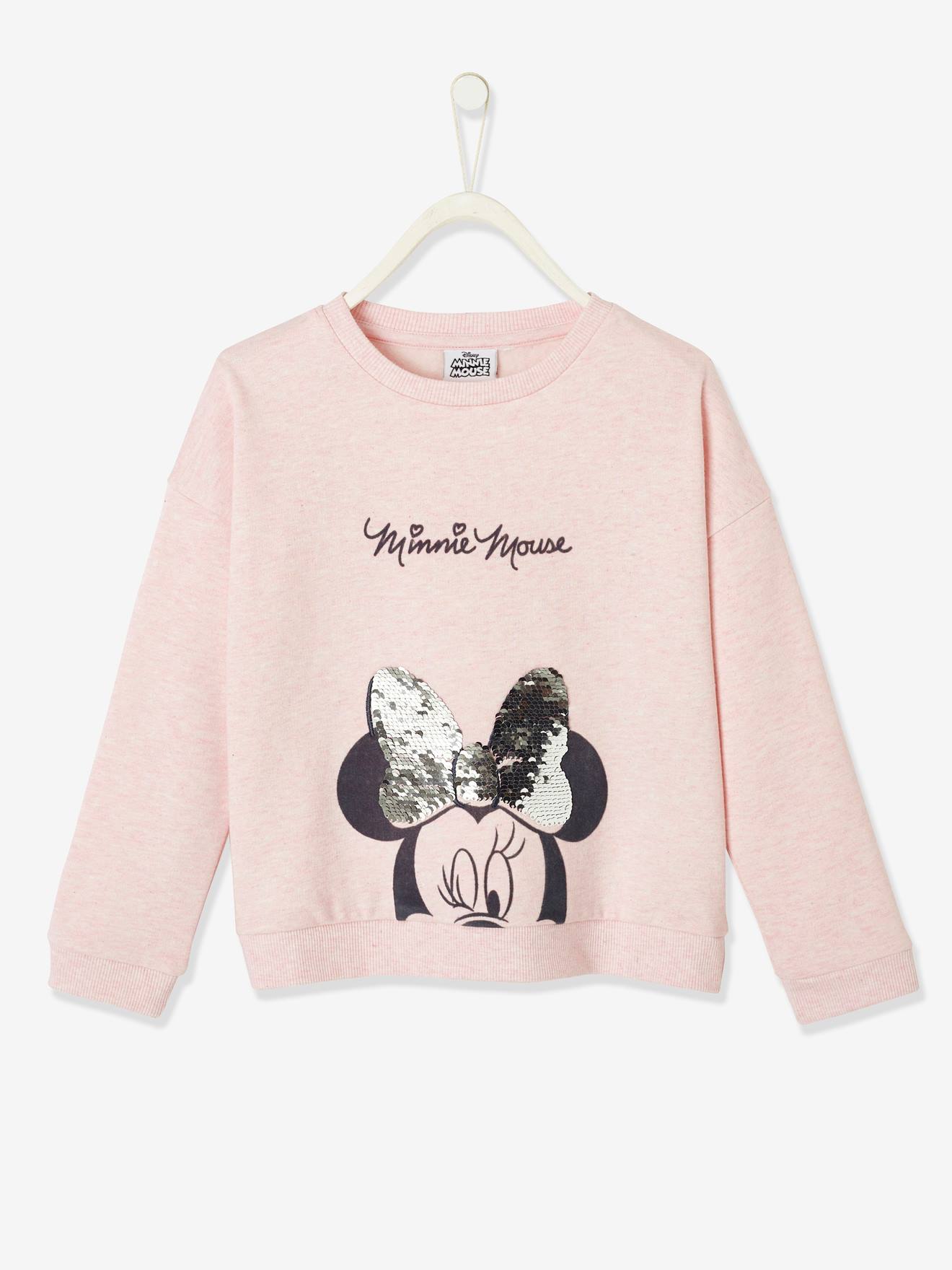 Sweat DS Minnie® fille détail en sequins réversible rose chiné