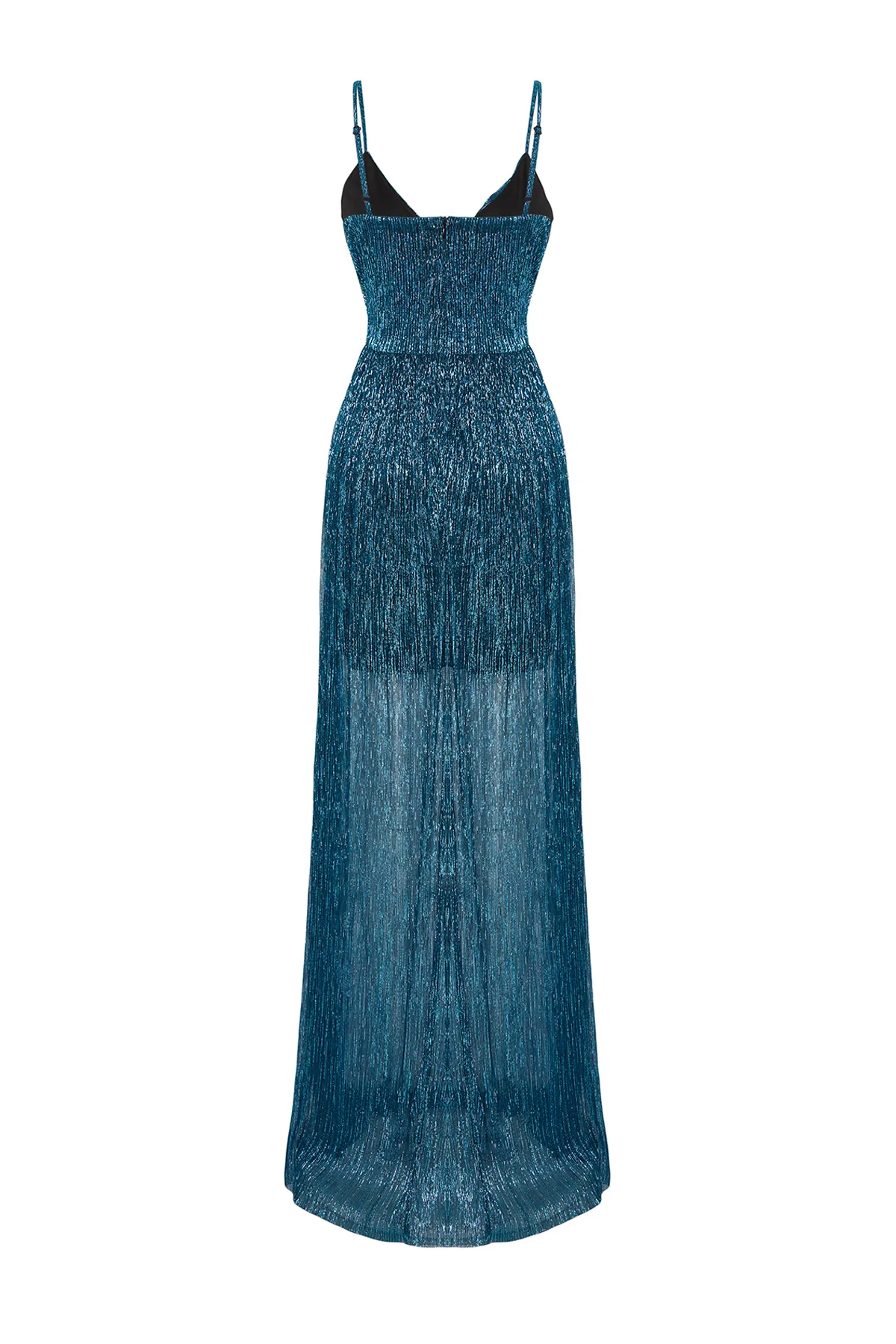 Trendyol Collection  Langes Abendkleid mit Petrol-Glitzer TPRSS24AE00100