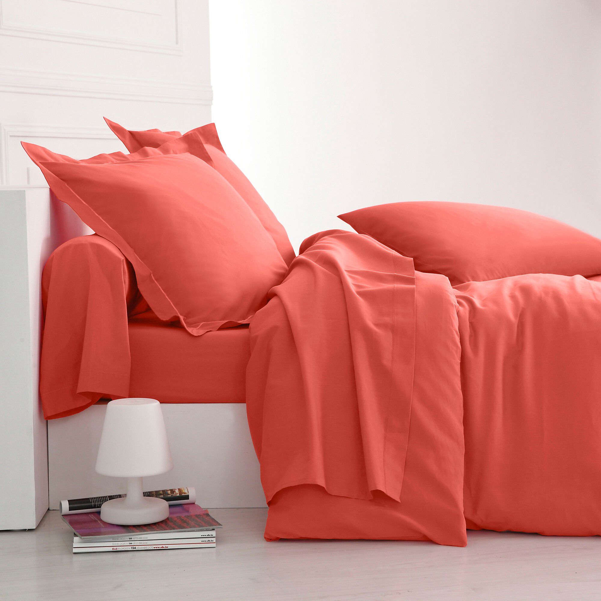 Linge de lit uni polyester-coton Colombine