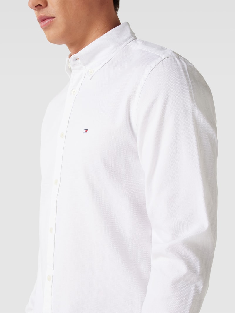 Freizeithemd mit Button-Down-Kragen Modell 'NATURAL' in weiß