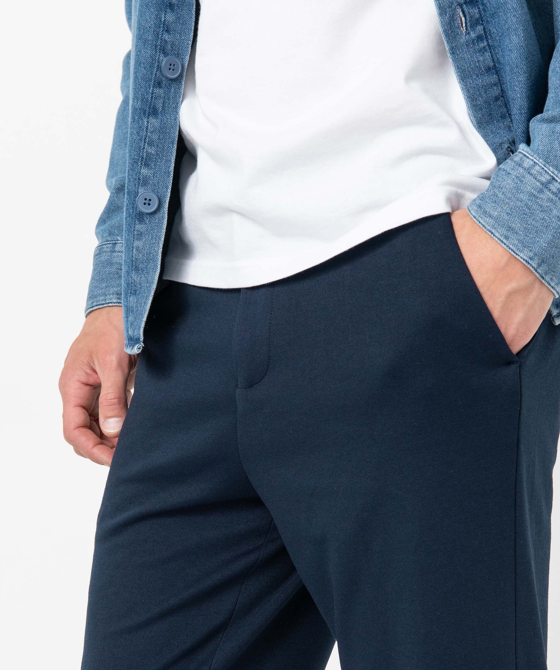 Pantalon homme en maille extensible bleu fonce | GEMO
