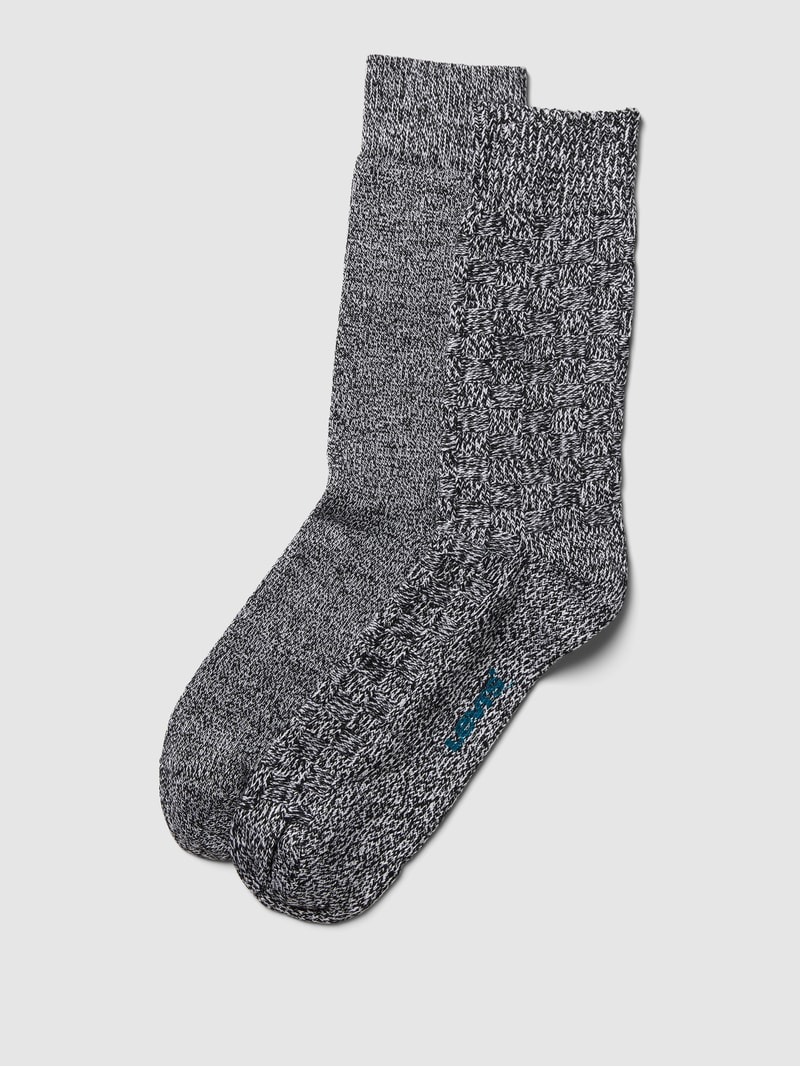 Socken mit Label-Details im 2er-Pack Modell 'BASKET' in mittelgrau meliert
