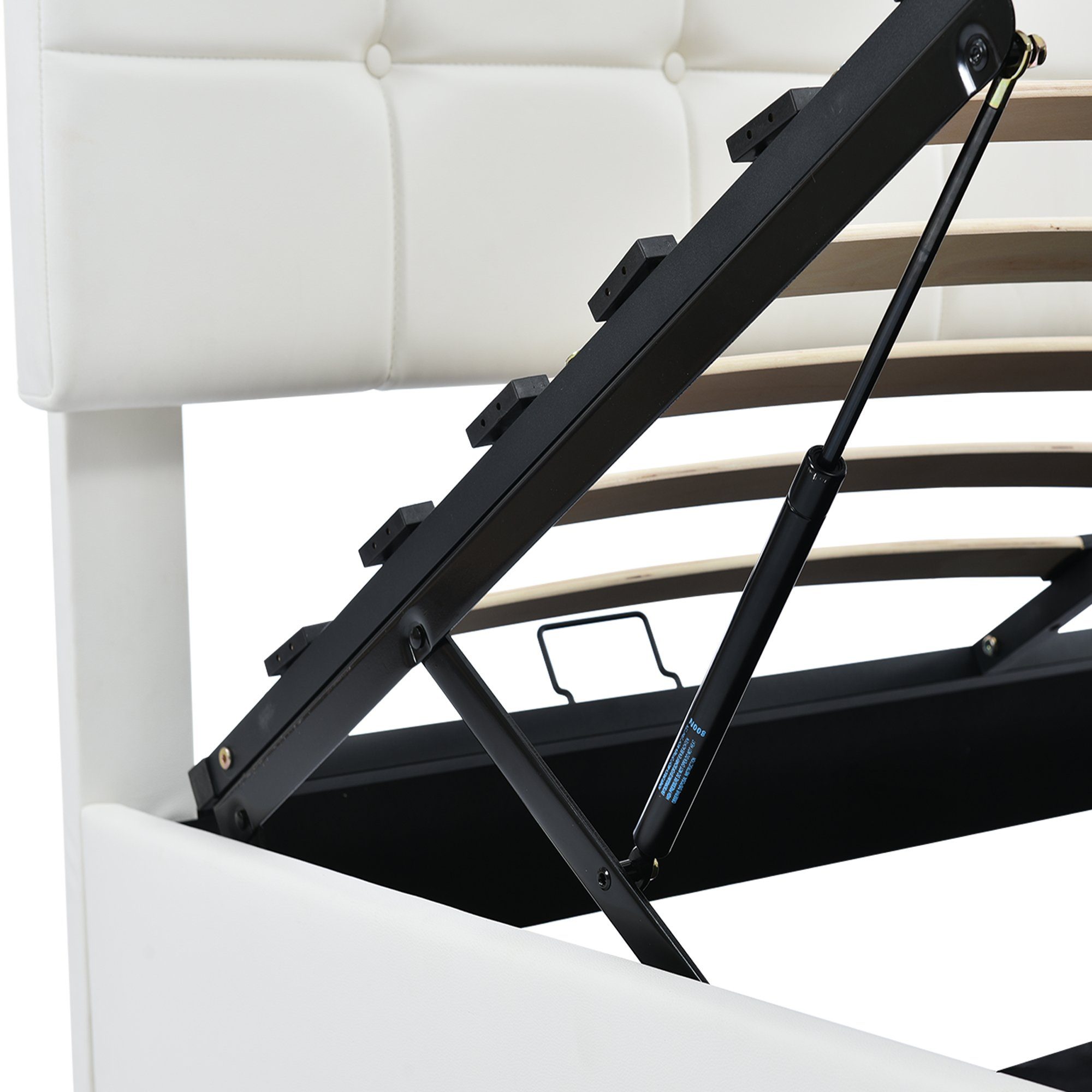 Flieks Polsterbett, LED Beleuchtung Doppelbett Stauraumbett 140x200cm Kunstleder
