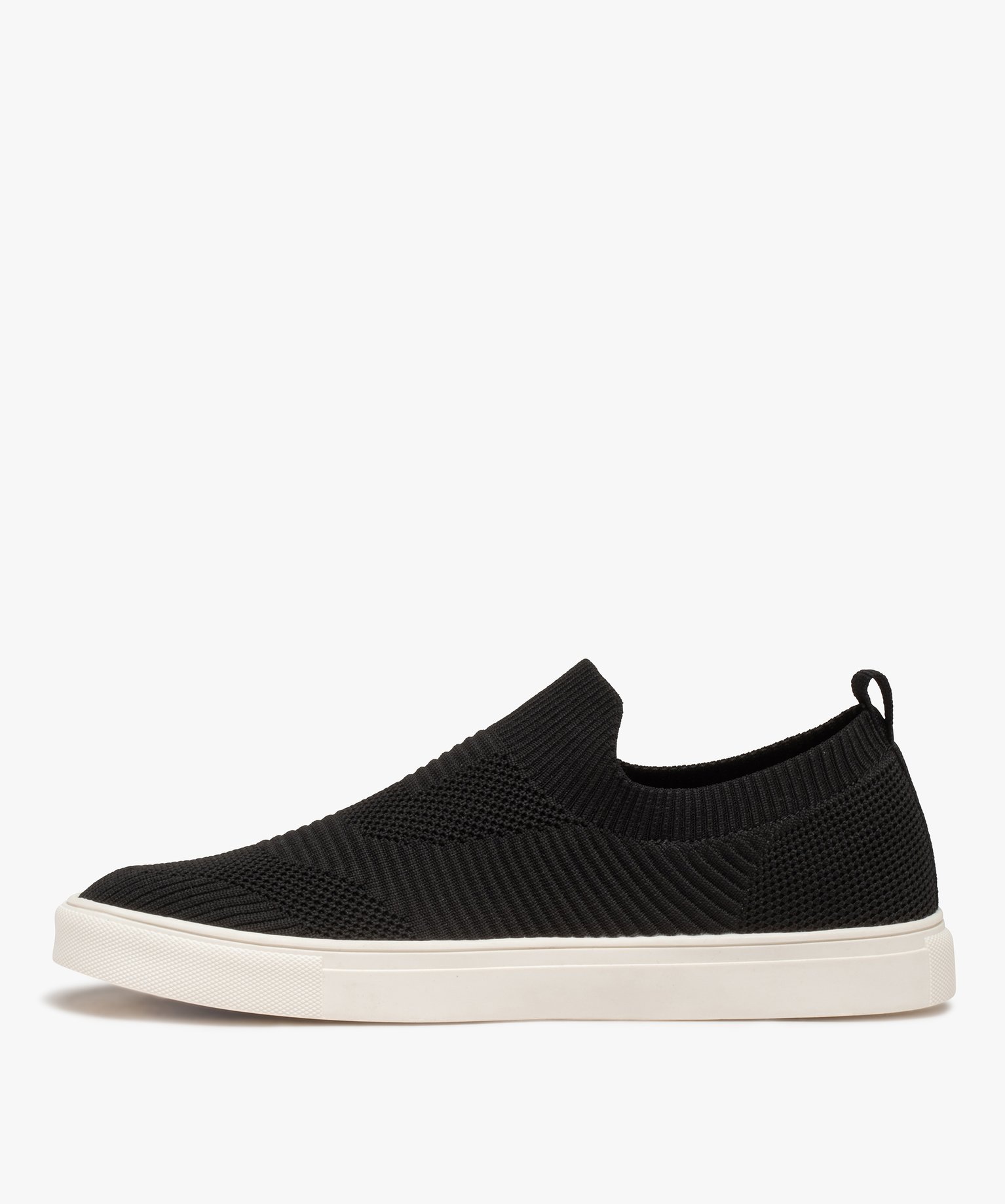 Baskets homme style chaussettes en maille unie noir | GEMO