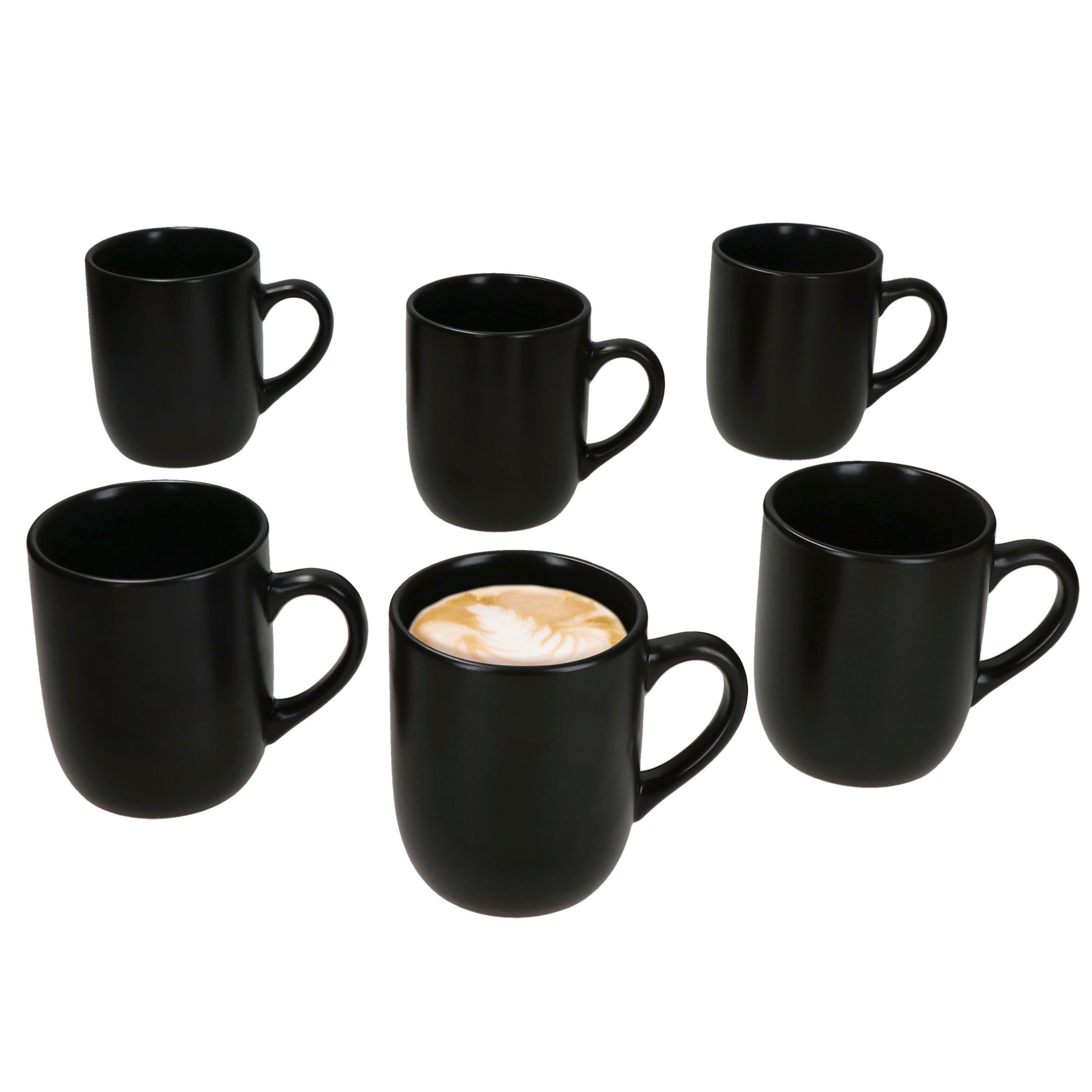 MamboCat Becher 6x Panther Kaffeebecher 340ml H10,3cm schwarz Steingut-Tassen, Steingut