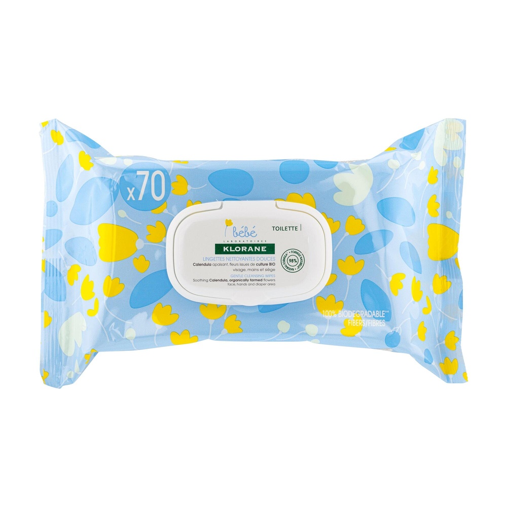 Klorane Bébé Lingettes nettoyantes douces 70 uni tés Lingettes nettoyantes