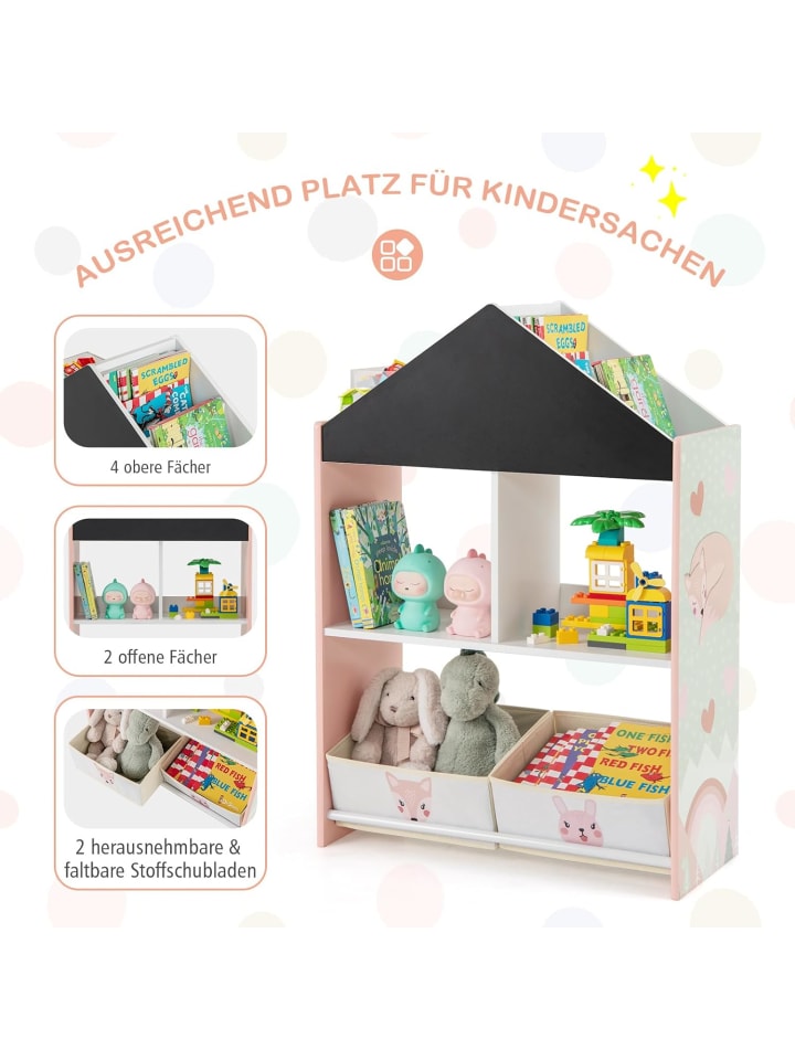 COSTWAY Bücherregal Kinder mit Whiteboard & Tafel 2-in-1 in Rosa günstig kaufen onesize
