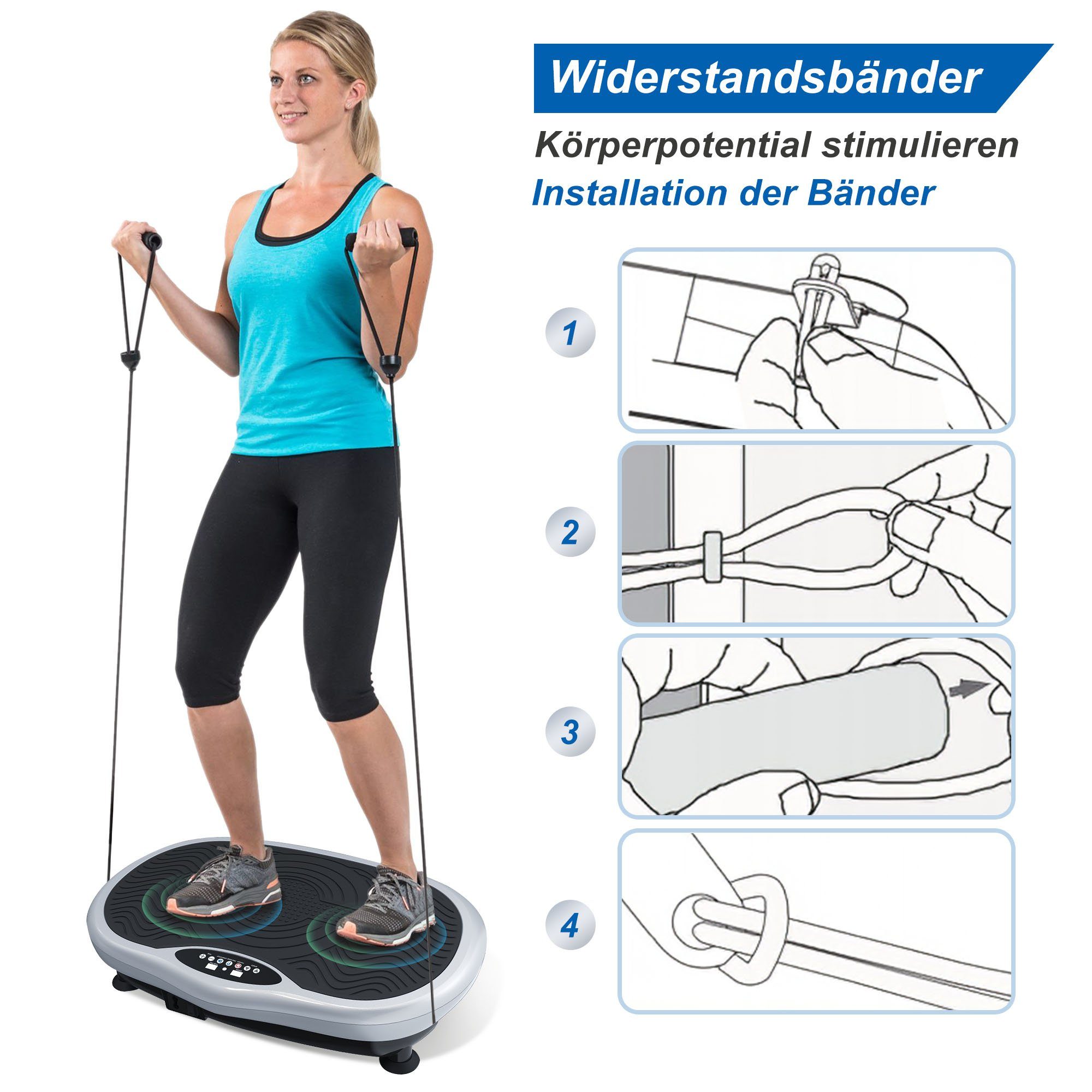 Merax Vibrationsplatte, 400,00 W, 2 Motoren, Trainingsbänder und Fernbedienung