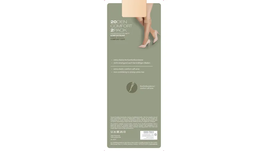 disée Damen Kniestrümpfe Curves 20 DEN 2er Pack SCHWARZ