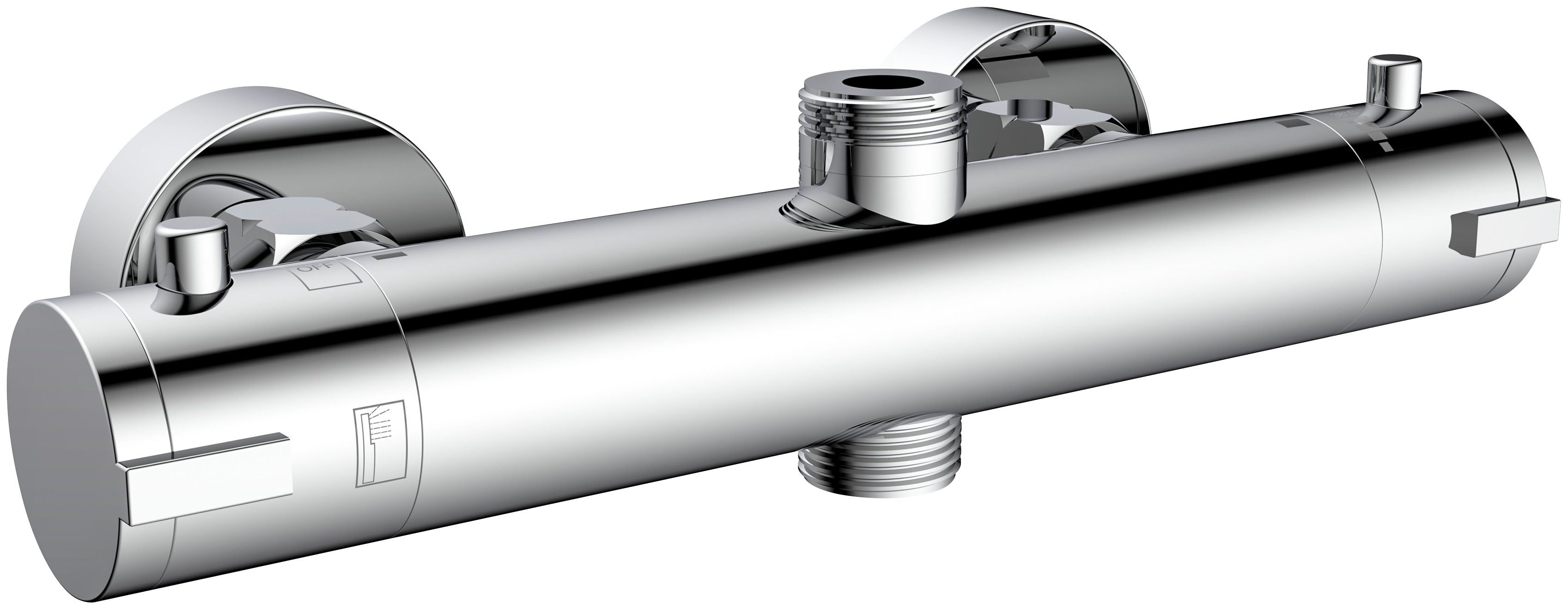 welltime Duschsystem Turin, Höhe 115 cm, Überkopfbrauseset eckig mit Thermostat,30cm Kopfbrause mit Regendusche