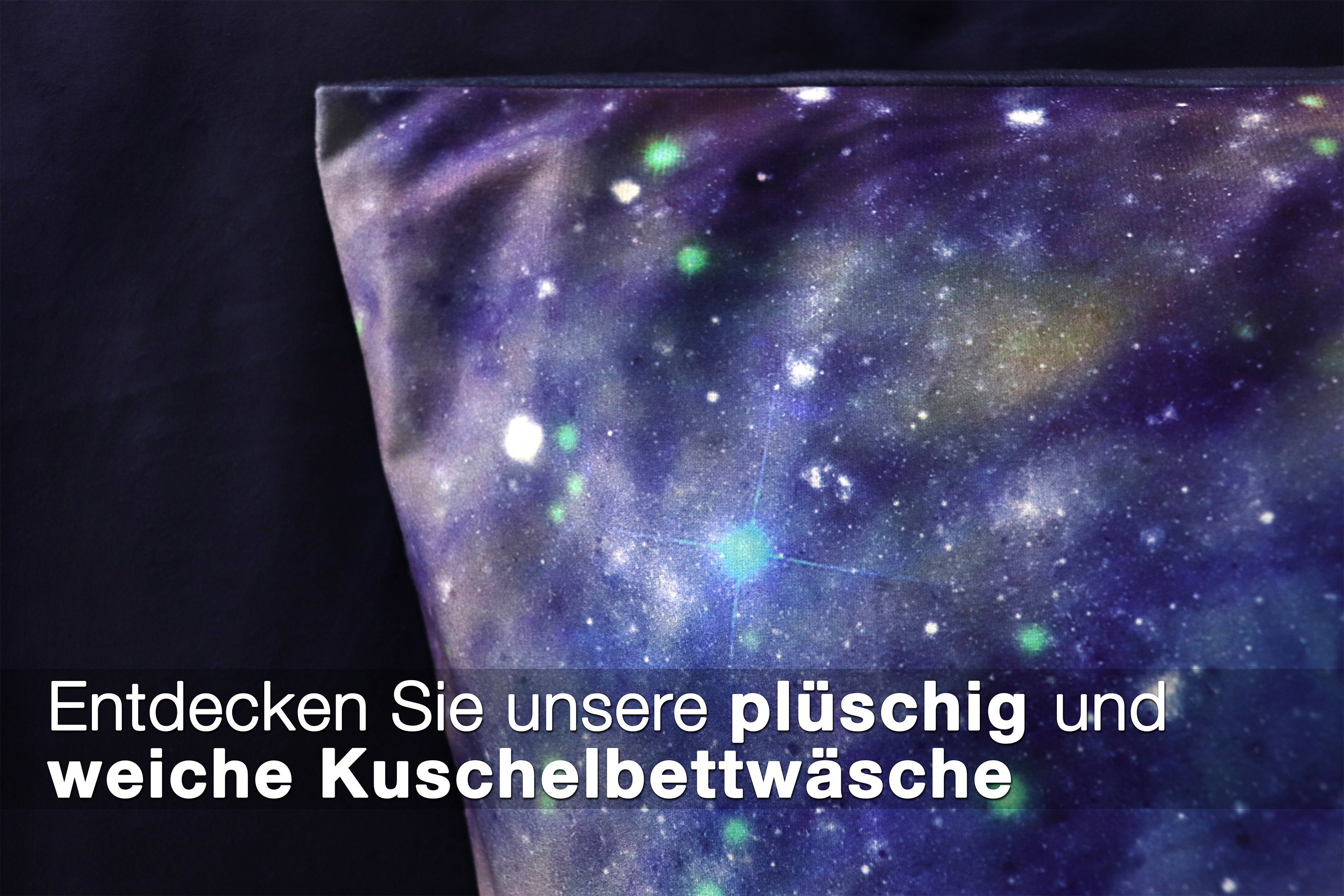 Jugendbettwäsche, jilda-tex, Microfaser-Flanell, 2 teilig, weich, warm und kuschlig im tollem Galaxie-Motiv