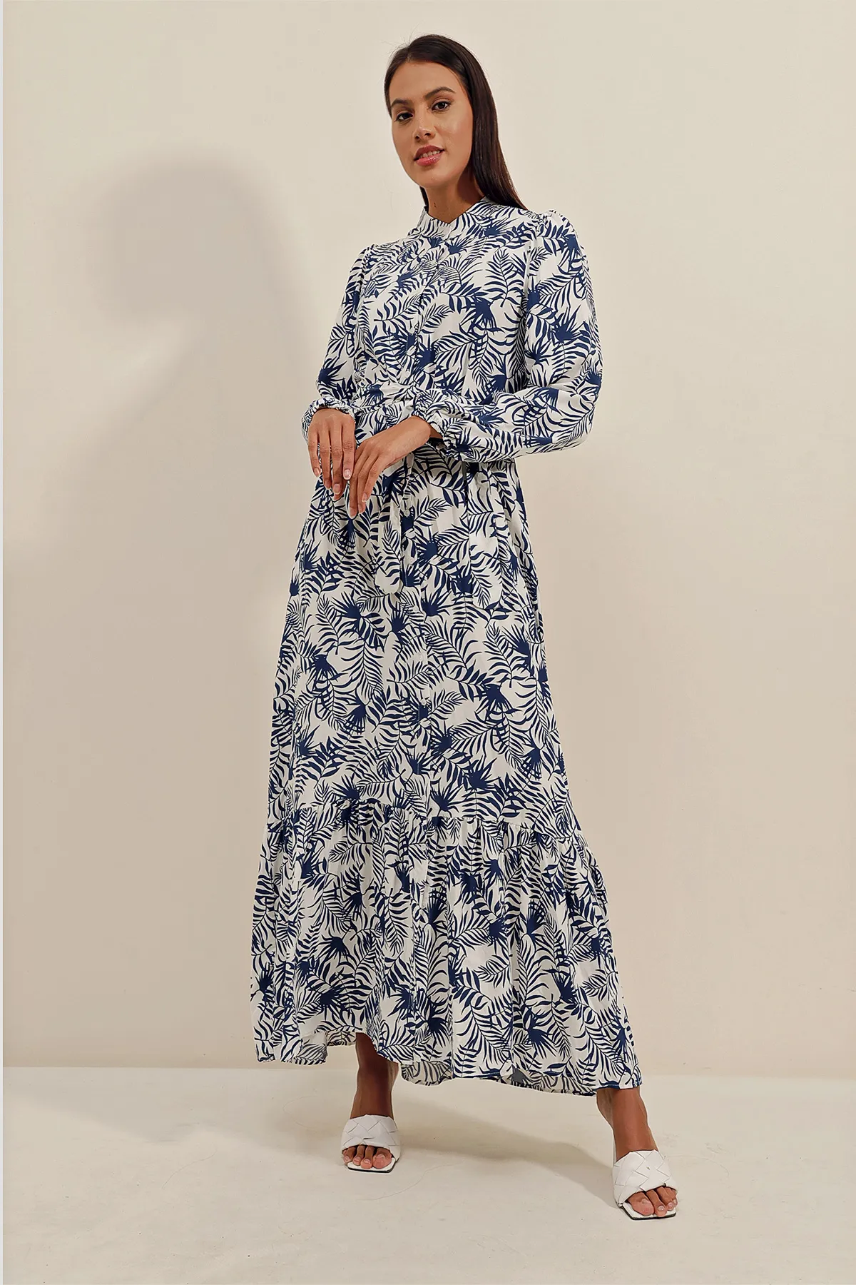 Bigdart  2158 Kleid mit exotischem Aufdruck – D. Marineblau