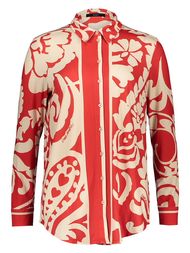 Oui Bluse in Rot/ Creme günstig kaufen