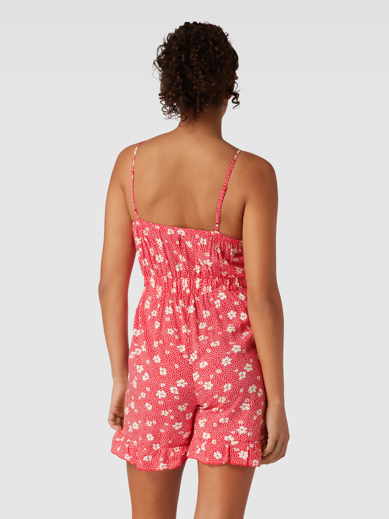 Playsuit mit Allover-Muster aus reiner Viskose Modell 'NOVA' in hellrot