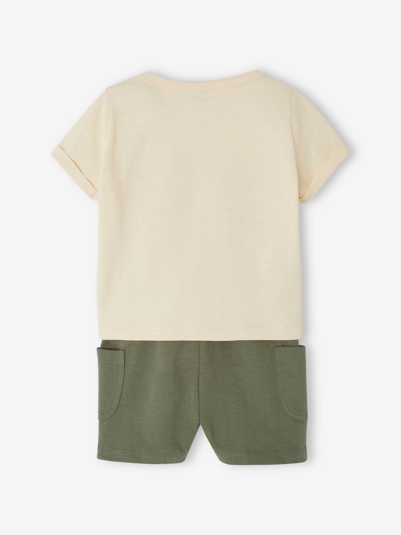 Vertbaudet Baby-Set: T-Shirt & Shorts Oeko-Tex - khaki