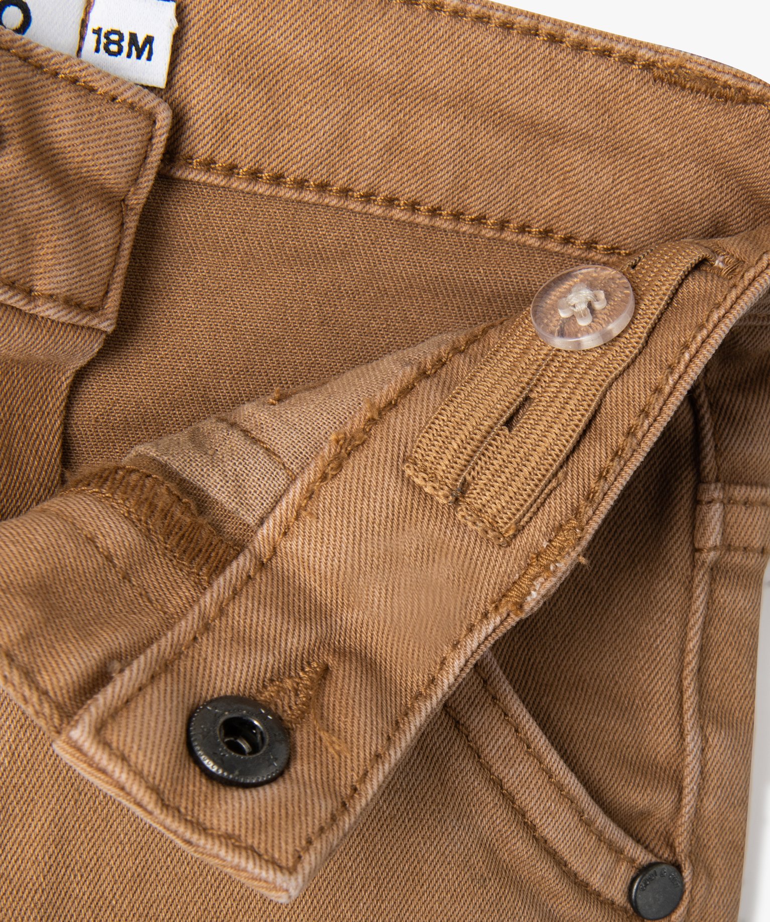 Short bébé Garçon slim en toile extensible unie marron | GEMO