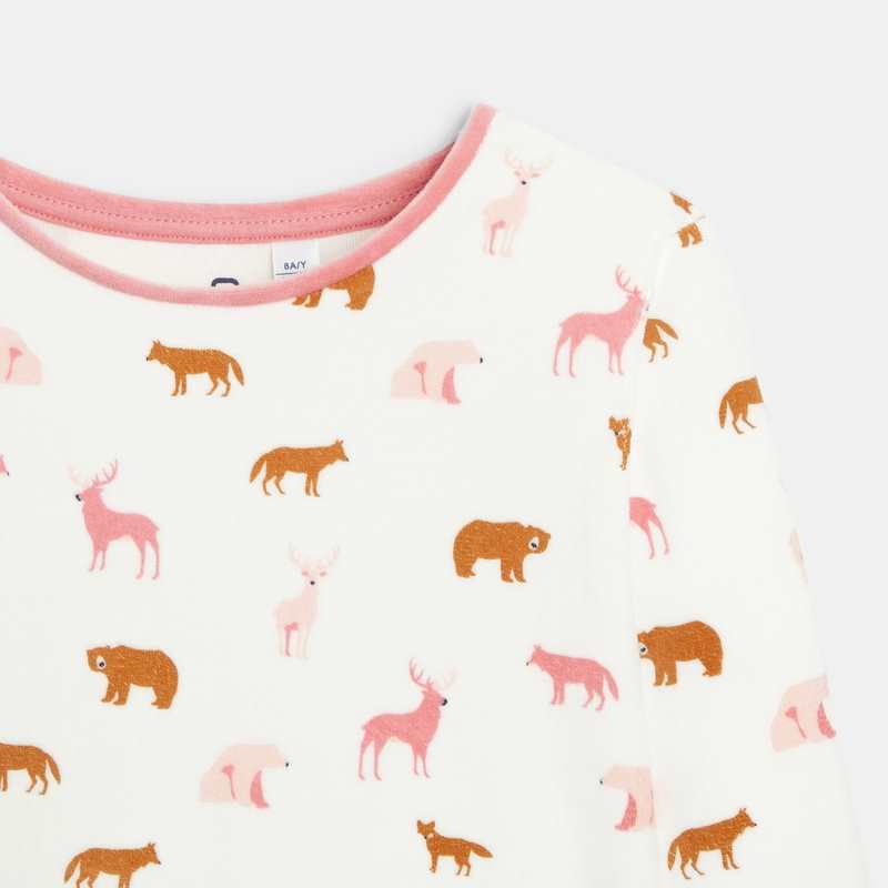 Pyjama en velours imprimé rose fille