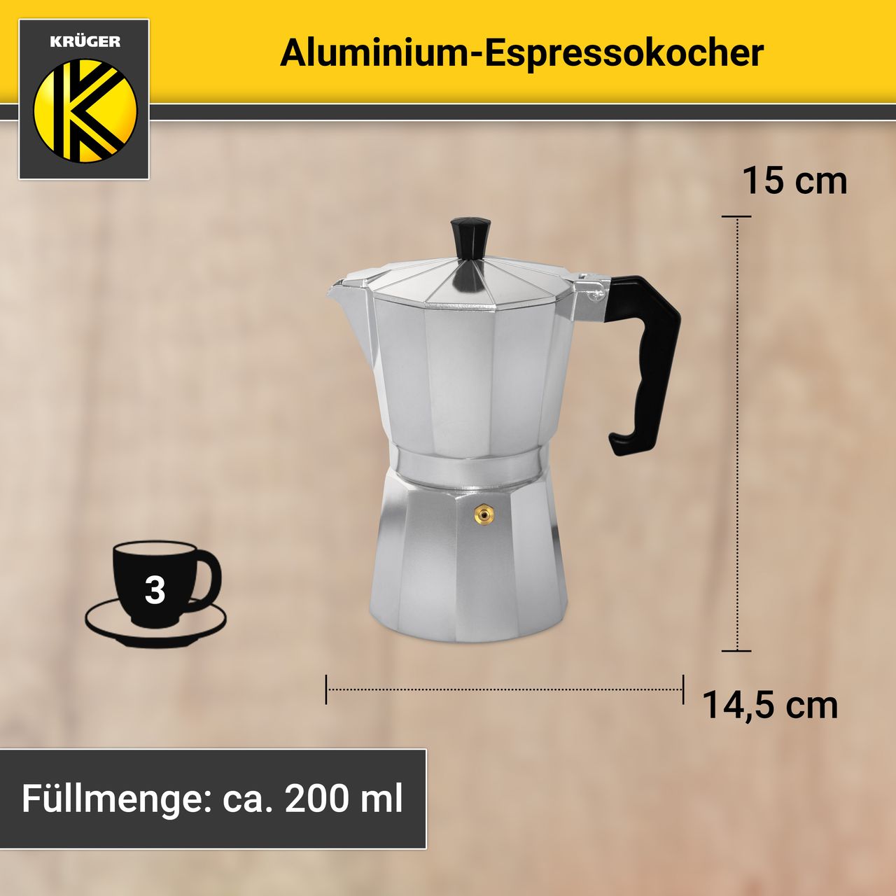 Karl Krüger Alu-Espressokocher ITALIANO, 3 Tassen