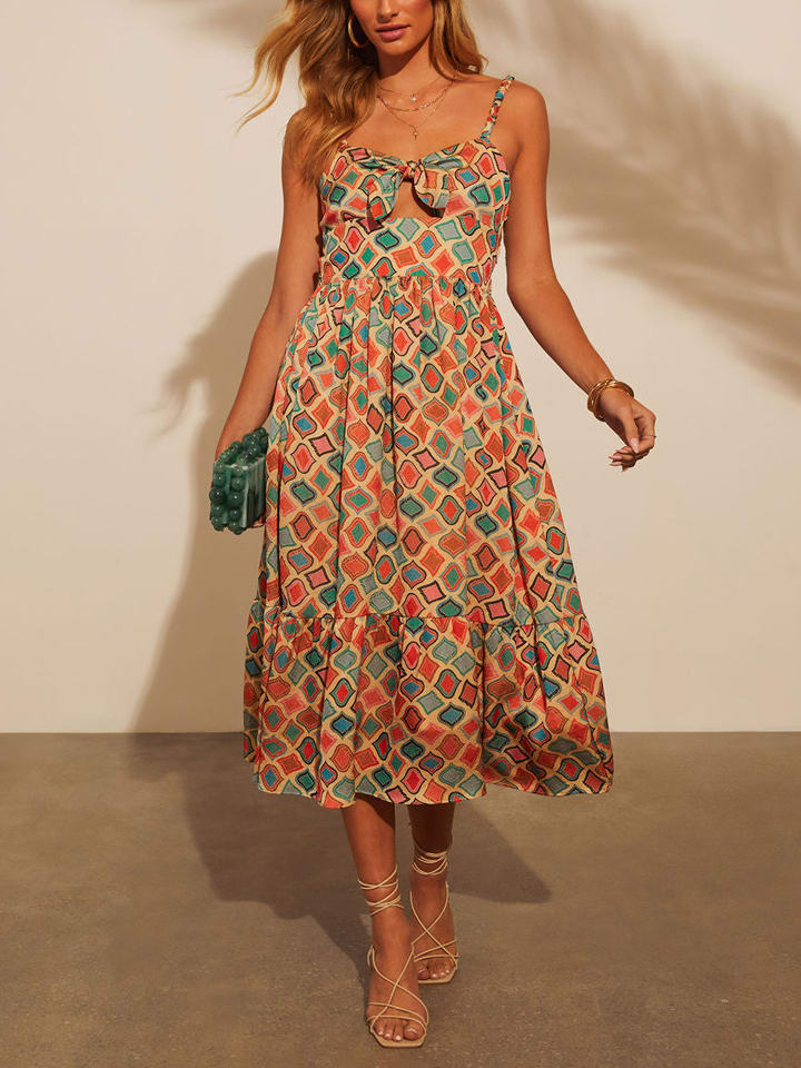 Milan Kiss Kleid in Beige/ Grün/ Orange günstig kaufen