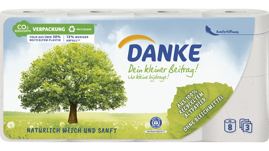 DANKE Toilettenpapier Recycling 3-lagig