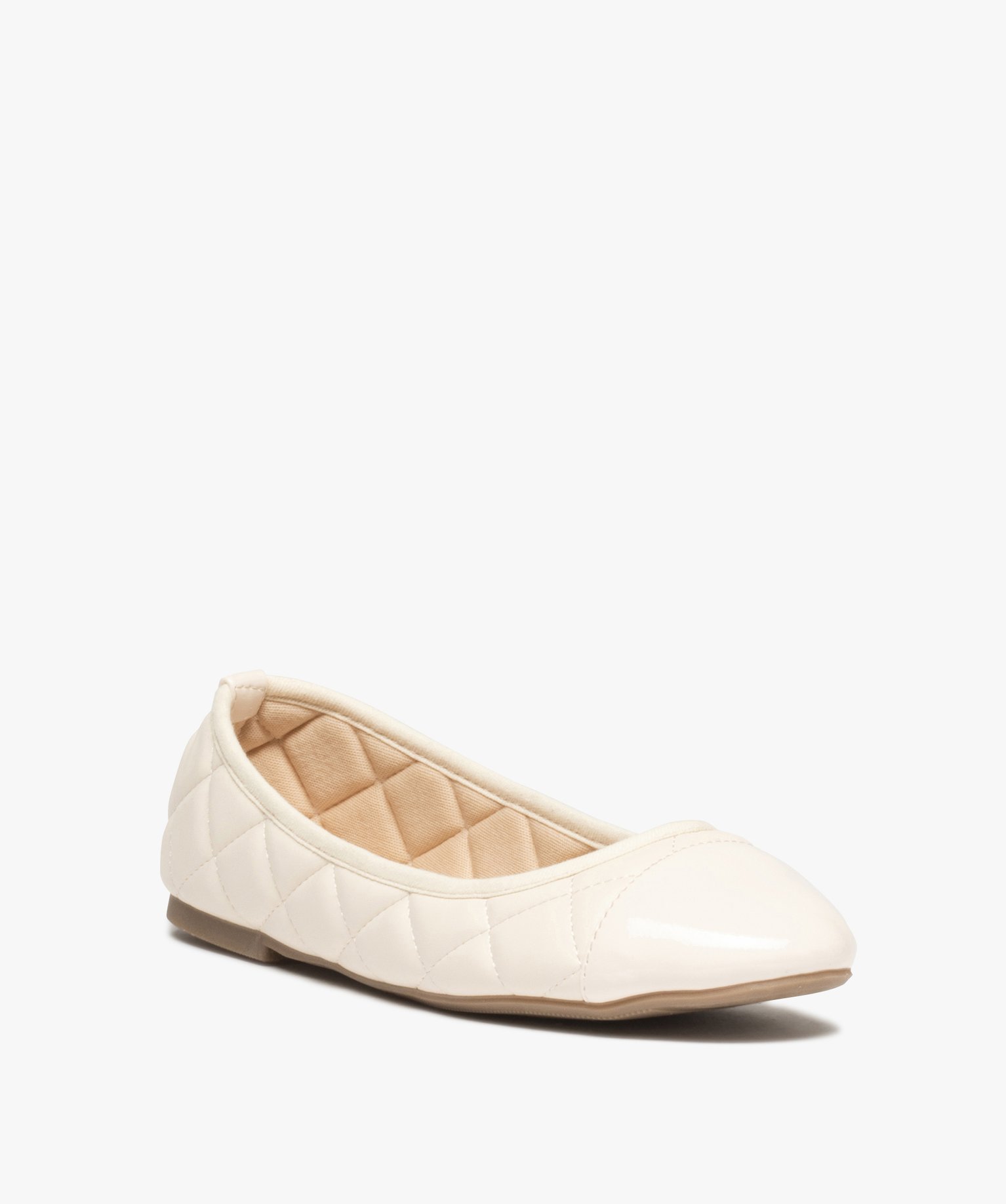 Ballerines femme avec effet matelassé et bout verni beige | GEMO