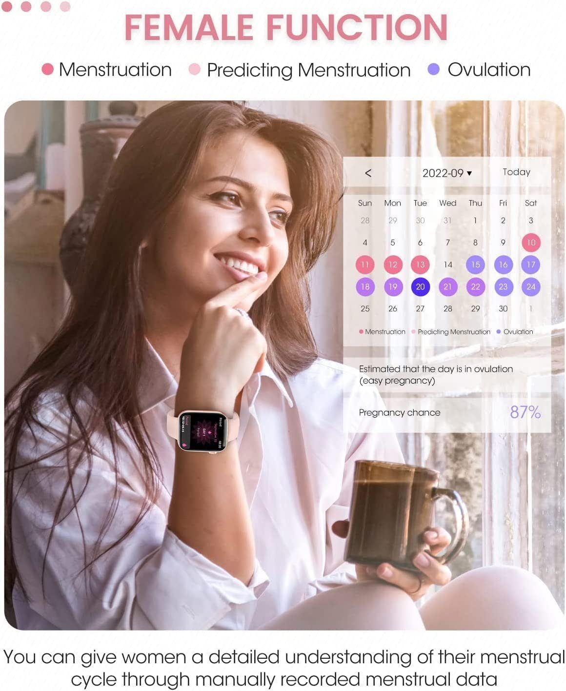Yuede Smartwatch Damen und Herren, Fitness Tracker Uhr Mit Sprachanruf, Smartwatch (4,57 cm/1,8 Zoll) mit Herzfrequenzmessung, Schrittmessung, Blutsauerstoffmessung, Fitness Uhr mit Schrittzahler, schlaftracking, Kalorienverbrauch, Sportuhren Wasserd